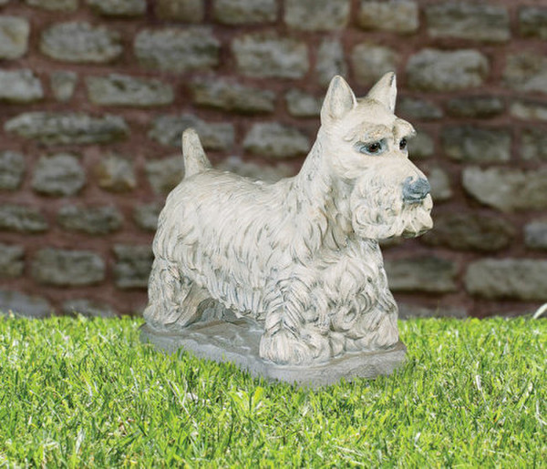 White Scottish Terrier Dog Cement Statue Scotland Breed Replica